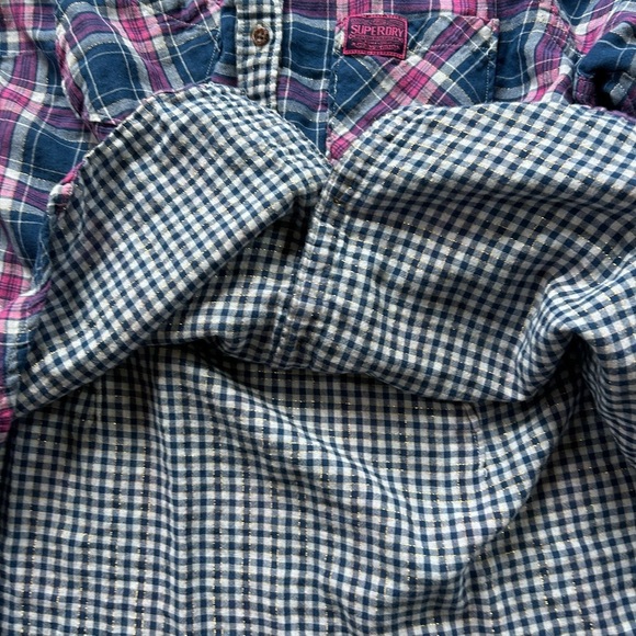 SUPERDRY Cotton Madras Button Front Long Sleeve Shirt - Picture 11 of 14